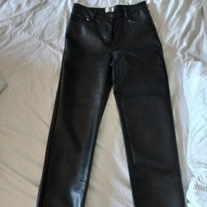 WILFRED VEGAN FAUX LEATHER BLACK PANTS